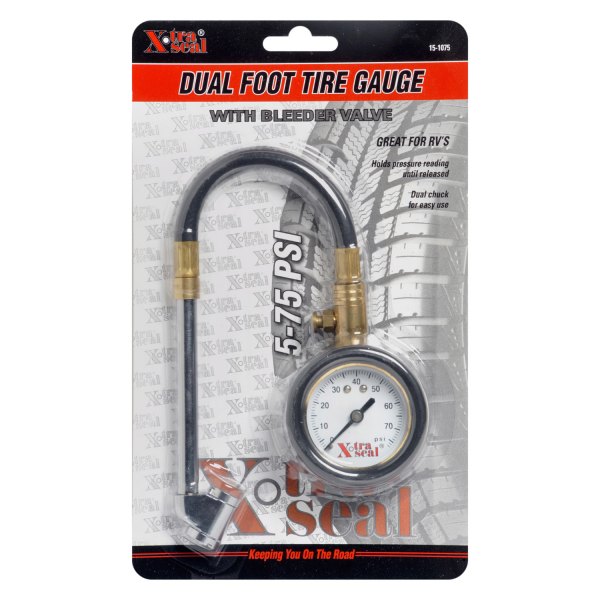 31 Incorporated® - X-tra Seal™ 5 to 75 psi Dual Foot Dial Tire Pressure Gauge