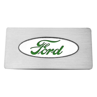 ACC® - Brushed Glove Box Trim Plate with Green Ford Logo