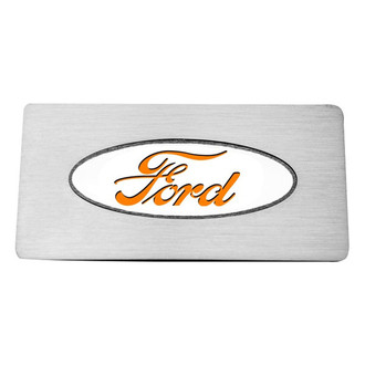 ACC® - Brushed Glove Box Trim Plate with Orange Ford Logo