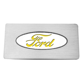 ACC® - Brushed Glove Box Trim Plate with Yellow Ford Logo
