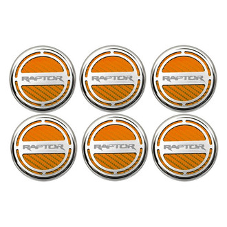 ACC® - Chrome Orange Carbon Fiber Cap Cover Set with Raptor Logo