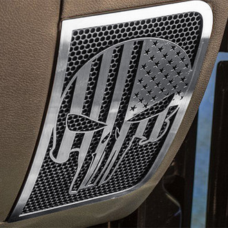 ACC® - Patriot Skull Brushed Front Speaker Grilles