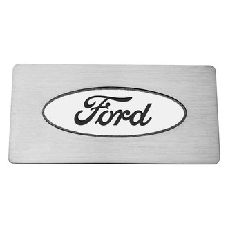 ACC® - Brushed Glove Box Trim Plate with Black Ford Logo