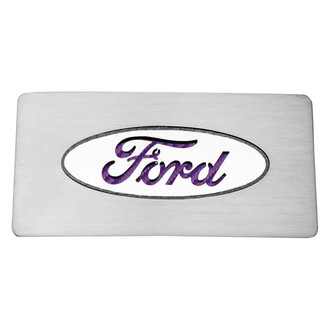 ACC® - Brushed Glove Box Trim Plate with Purple Ford Logo