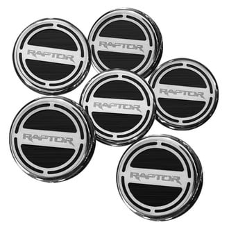 ACC® - Chrome Brushed Black Solid Cap Cover Set with Raptor Logo