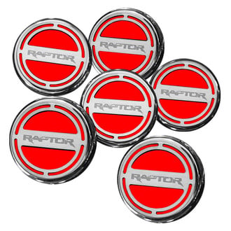 ACC® - Chrome Bright Red Solid Cap Cover Set with Raptor Logo