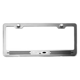 ACC® - Brushed License Plate Frame with Black Solid 5.0 Logo and Inlay
