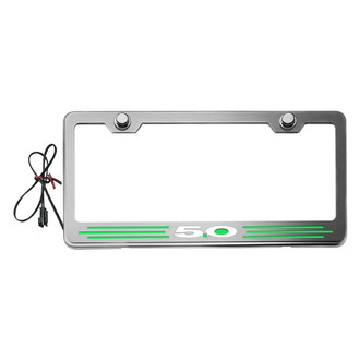 ACC® - Brushed License Plate Frame with 5.0 Logo and Green Illuminated