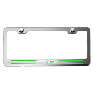 ACC® - Brushed License Plate Frame with Synergy Green Solid 5.0 Logo and Inlay