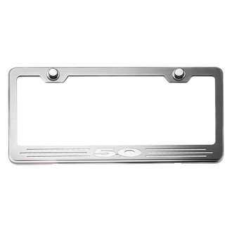 ACC® - Brushed License Plate Frame with White Carbon Fiber 5.0 Logo and Inlay