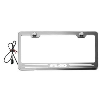 ACC® - Brushed License Plate Frame with 5.0 Logo and White Illuminated