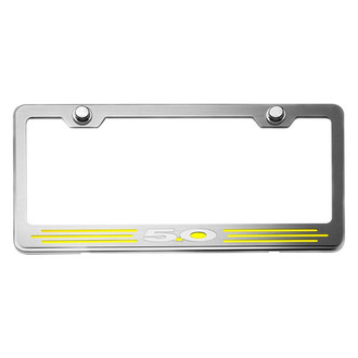ACC® - Brushed License Plate Frame with Yellow Solid 5.0 Logo and Inlay
