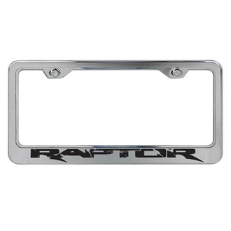 ACC® - Brushed License Plate Frame with Black Solid Raptor Logo