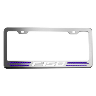 ACC® - Brushed License Plate Frame with Purple Carbon Fiber F-150 Logo and Inlay