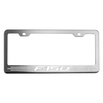 ACC® - Brushed License Plate Frame with White Carbon Fiber F-150 Logo and Inlay