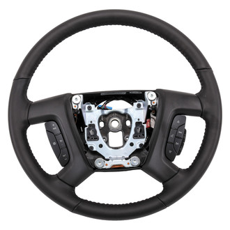 ACDelco® - 4-Spoke Standard Ebony Leather Wrapped Steering Wheel with Ebony Trim Plates