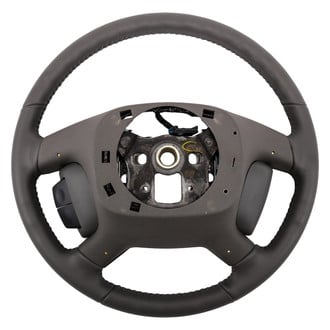 ACDelco® - 4-Spoke Standard Dk Titanium Leather Wrapped Steering Wheel with Black Trim Plates