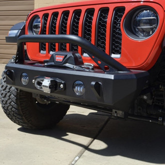 ACE Engineering® - Expedition Stubby Black Front Winch HD Bumper with Hoop