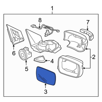 Acura OE - Front Left Door Mirror Glass
