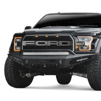 Addictive Desert Designs® - HoneyBadger Full Width Black Front HD Bumper with Hoop