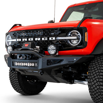 Addictive Desert Designs® - Rock Fighter Mid Width Black Powder Coated Front Winch HD Bumper with Hoop
