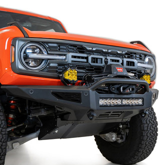 Addictive Desert Designs® - Rock Fighter Mid Width Black Powder Coated Front Winch HD Bumper with Hoop