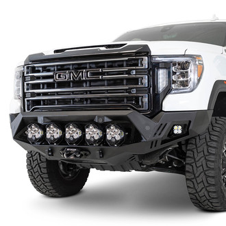 Addictive Desert Designs® - Bomber Full Width Black Powder Coated Front Winch HD Bumper