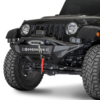 Addictive Desert Designs® - Stealth Fighter Mid Width Hammer Black Front Winch HD Bumper with Pre-Runner Guard