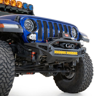 Addictive Desert Designs® - Rock Fighter Mid Width Black Powder Coated Front Winch HD Bumper with Hoop