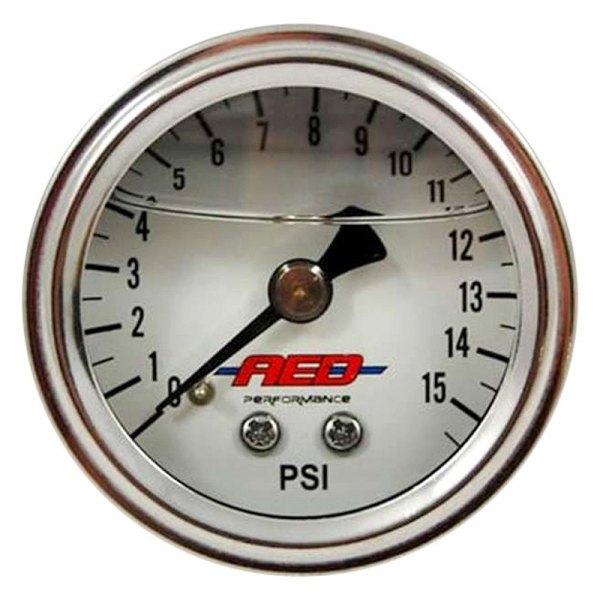 AED Performance® - 1-1/2" Liquid Filled Screw-In Fuel Pressure Gauge, 0-15 PSI