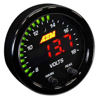 AEM Performance Electronics® - X-Series 2-1/16" Voltmeter Gauge, Black, 8-18 V