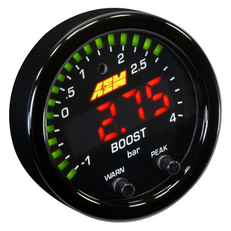 AEM Performance Electronics® - X-Series 2-1/16" Boost Pressure Gauge, Black, 60 PSI/4 BAR