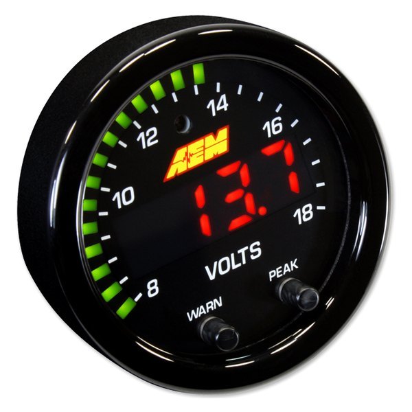 AEM Performance Electronics® - X-Series 2-1/16" Voltmeter Gauge, Black, 8-18 V