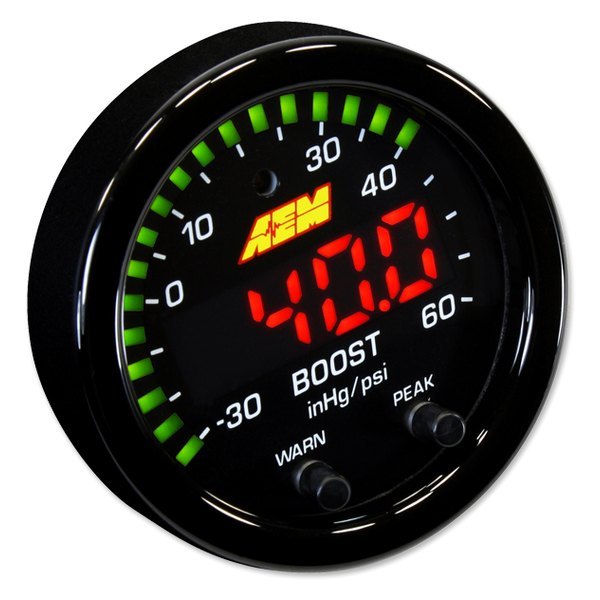 AEM Performance Electronics® - X-Series 2-1/16" Boost Pressure Gauge, Black, 60 PSI/4 BAR
