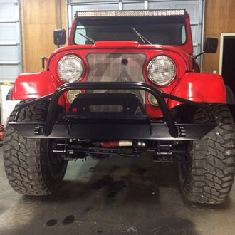 Affordable Offroad® - Affordable Series Mid Width Black Powder Coated Front Winch HD Bumper with Pre-Runner Guard and Rear HD Bumper