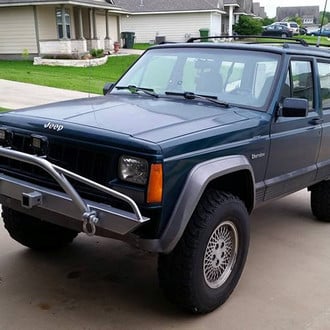 Affordable Offroad® - Affordable Series Mid Width Black Powder Coated Front HD Bumper with Pre-Runner Guard, Hitch Receiver and Rear HD Bumper