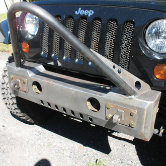 Affordable Offroad® - Stubby Black Powder Coated Front HD Bumper with Stinger