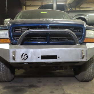 Affordable Offroad® - Elite Series Full Width Black Powder Coated Front Winch Modular Bumper with Hoop