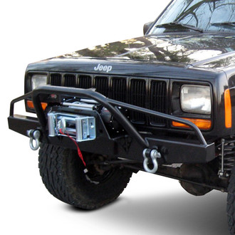 Affordable Offroad® - Elite Series Full Width Black Powder Coated Front Winch HD Bumper with Pre-Runner Guard
