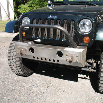 Affordable Offroad® - Stubby Black Powder Coated Front HD Bumper with Hoop