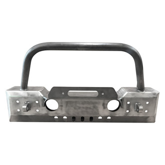 Affordable Offroad® - Stubby Black Powder Coated Front Winch HD Bumper with Hoop