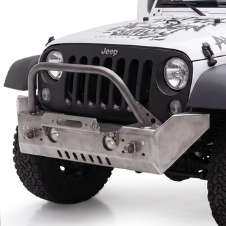 Affordable Offroad® - Mid Width Raw Front Winch HD Bumper with Hoop