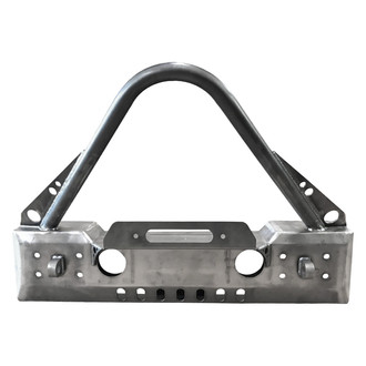 Affordable Offroad® - Stubby Black Powder Coated Front Winch HD Bumper with Stinger