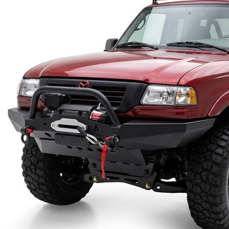 Affordable Offroad® - Elite Series Full Width Raw Front Winch Modular Bumper with Hoop