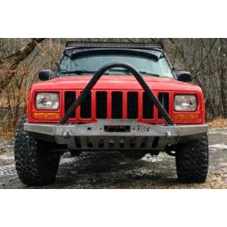 Affordable Offroad® - Rock Hard Series Full Width Black Powder Coated Front Winch Modular Bumper with Stinger