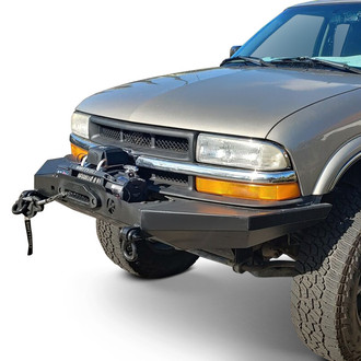 Affordable Offroad® - Elite Series Full Width Black Powder Coated Front Winch Modular Bumper