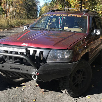 Affordable Offroad® - Elite Series Full Width Black Powder Coated Front Winch Modular Bumper with Hoop