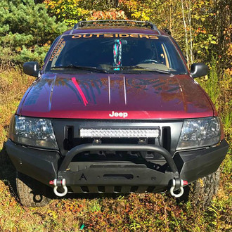 Affordable Offroad® - Elite Series Full Width Black Powder Coated Front Winch Modular Bumper with Hoop
