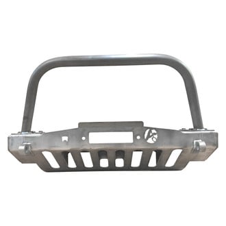 Affordable Offroad® - Elite Series Stubby Black Powder Coated Front Winch HD Bumper with Hoop