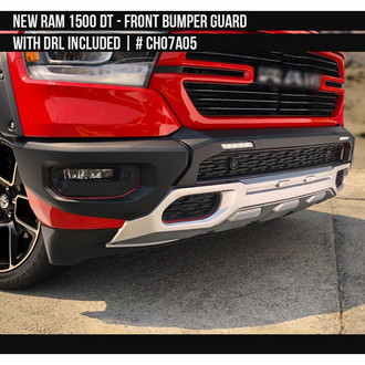 Air Design® - Satin Black and Silver Front Bumper Guard with DRL